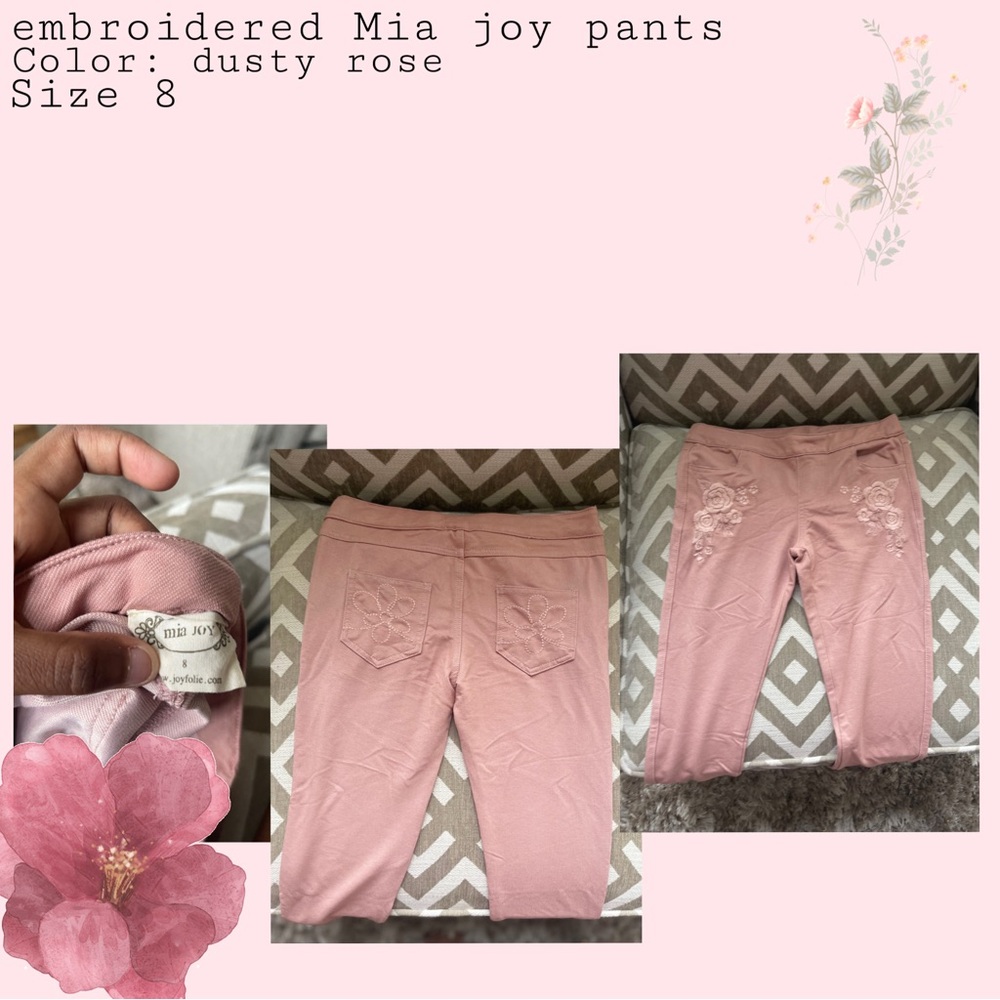 Joyfolie Pink Casual Embroidered Bottoms